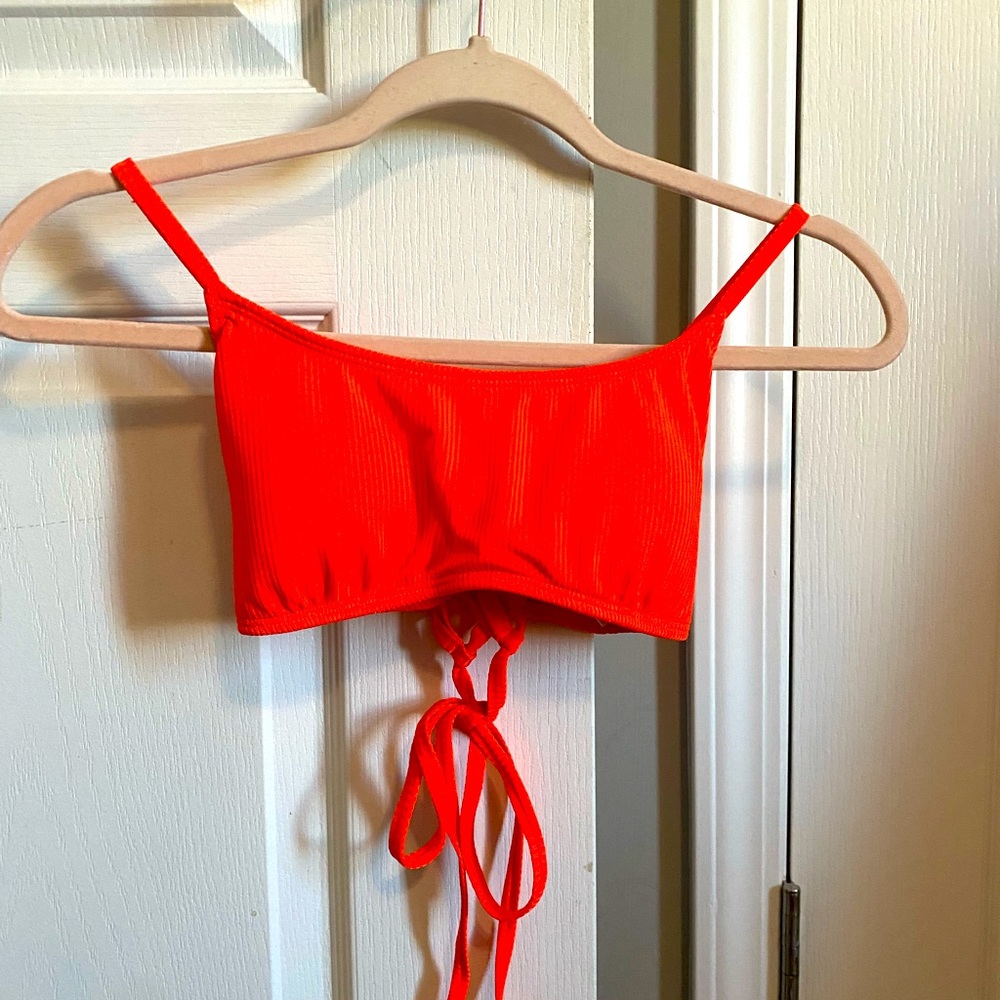 Bright coral swim suit top